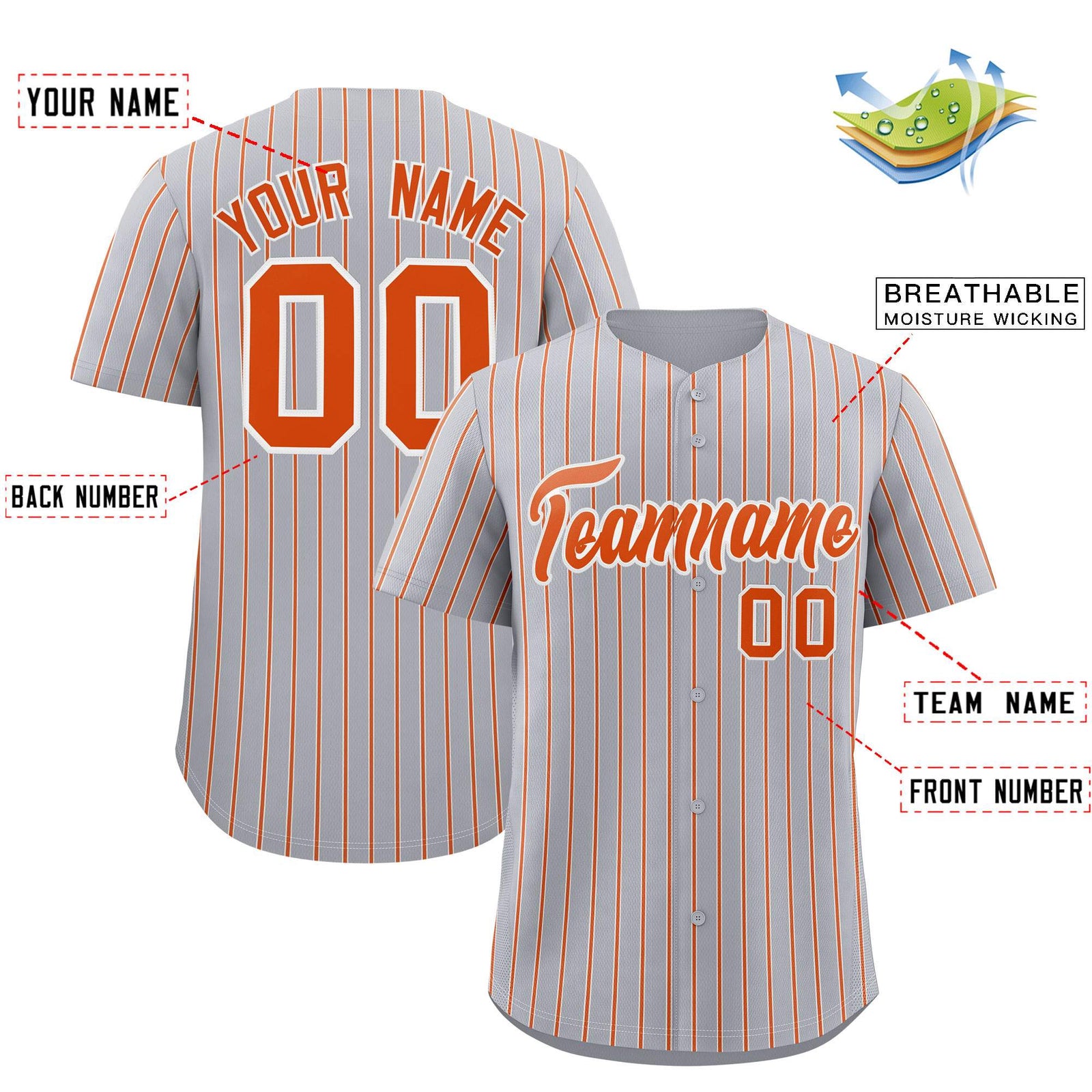 Custom Gray White Tricolor Stripe Fashion Authentic Baseball Jersey