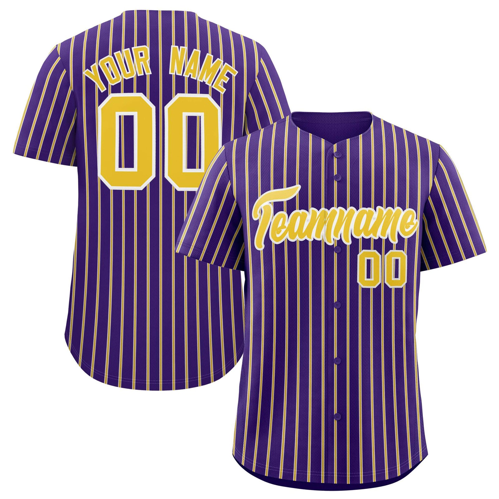 Custom Purple White Tricolor Stripe Fashion Authentic Baseball Jersey