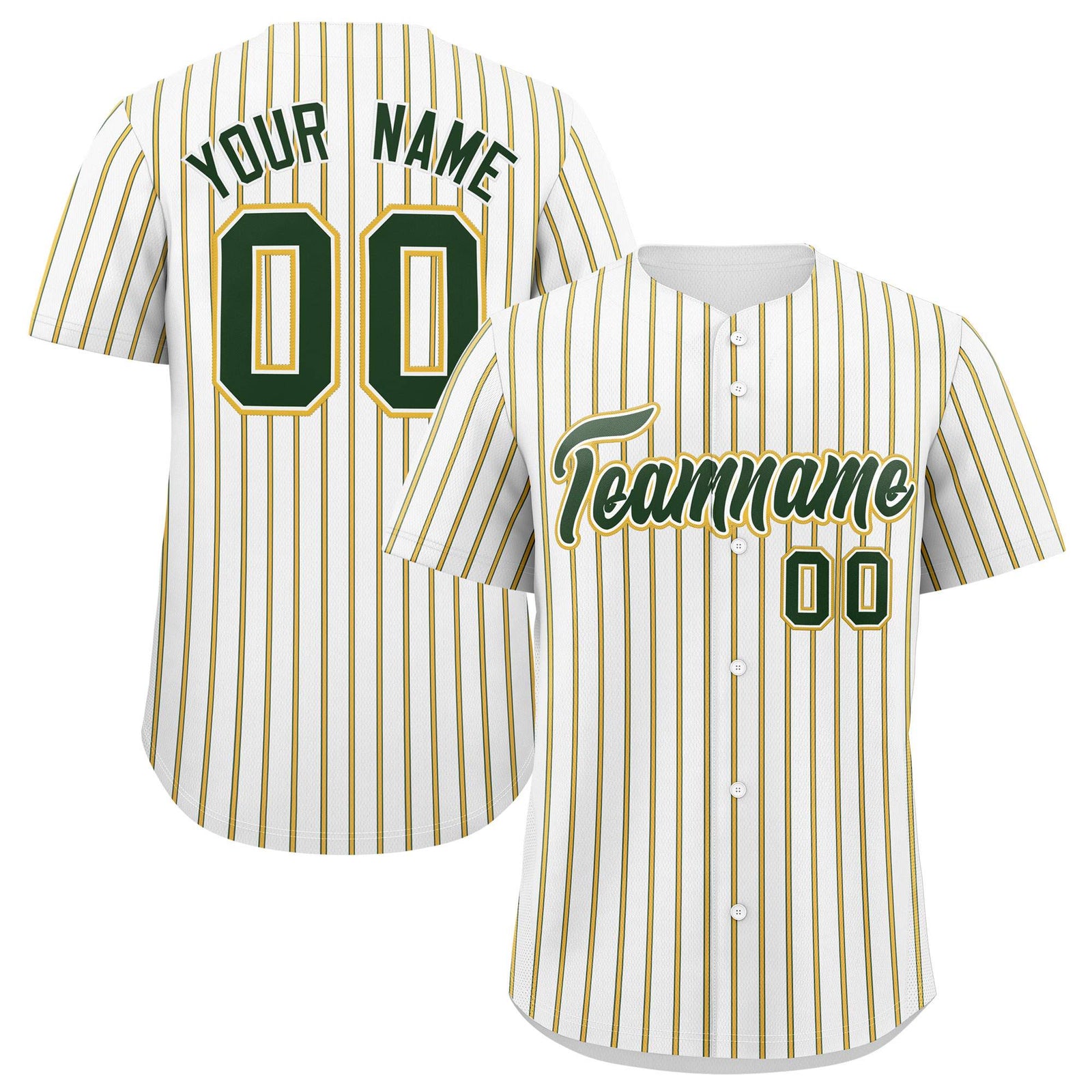 Custom White Green Tricolor Stripe Fashion Authentic Baseball Jersey