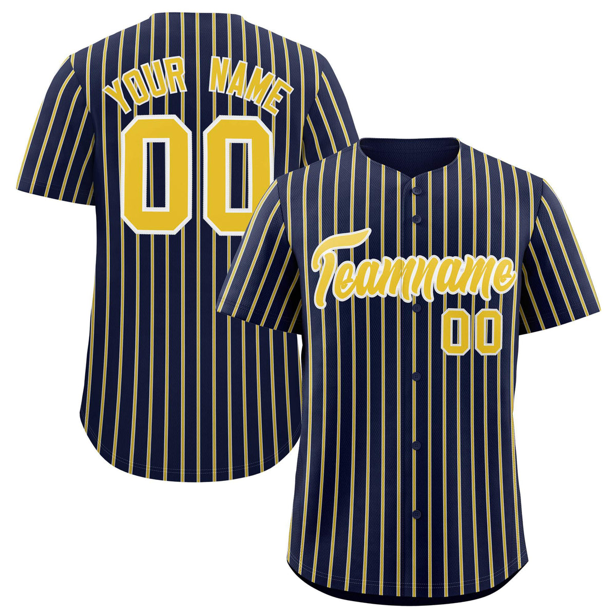 Custom Navy White Tricolor Stripe Fashion Authentic Baseball Jersey