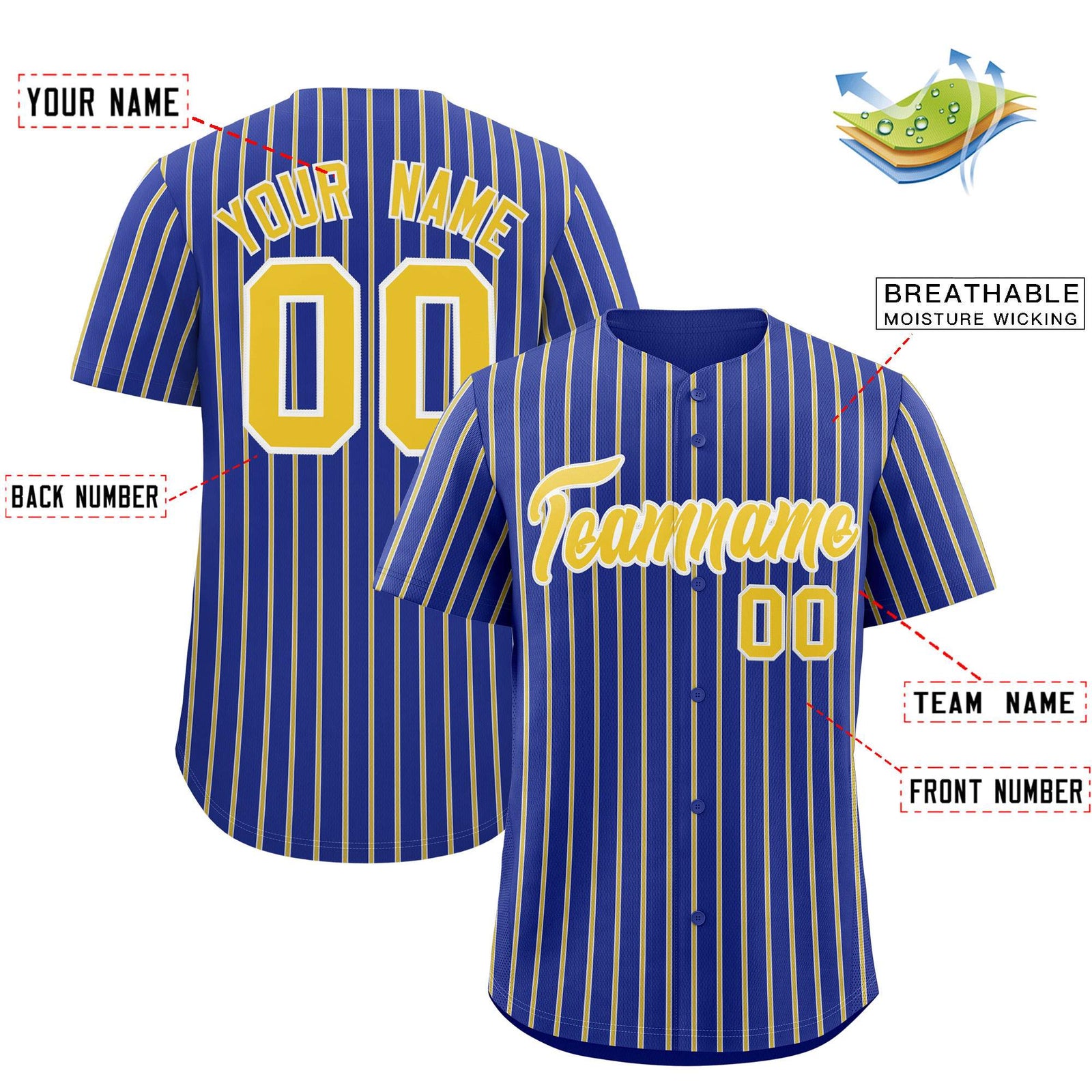 Custom Royal White Tricolor Stripe Fashion Authentic Baseball Jersey
