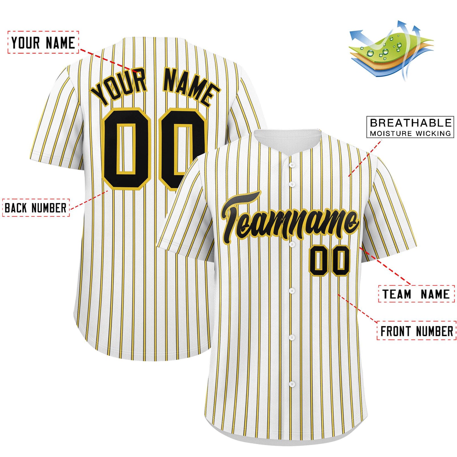 Custom White Black Tricolor Stripe Fashion Authentic Baseball Jersey