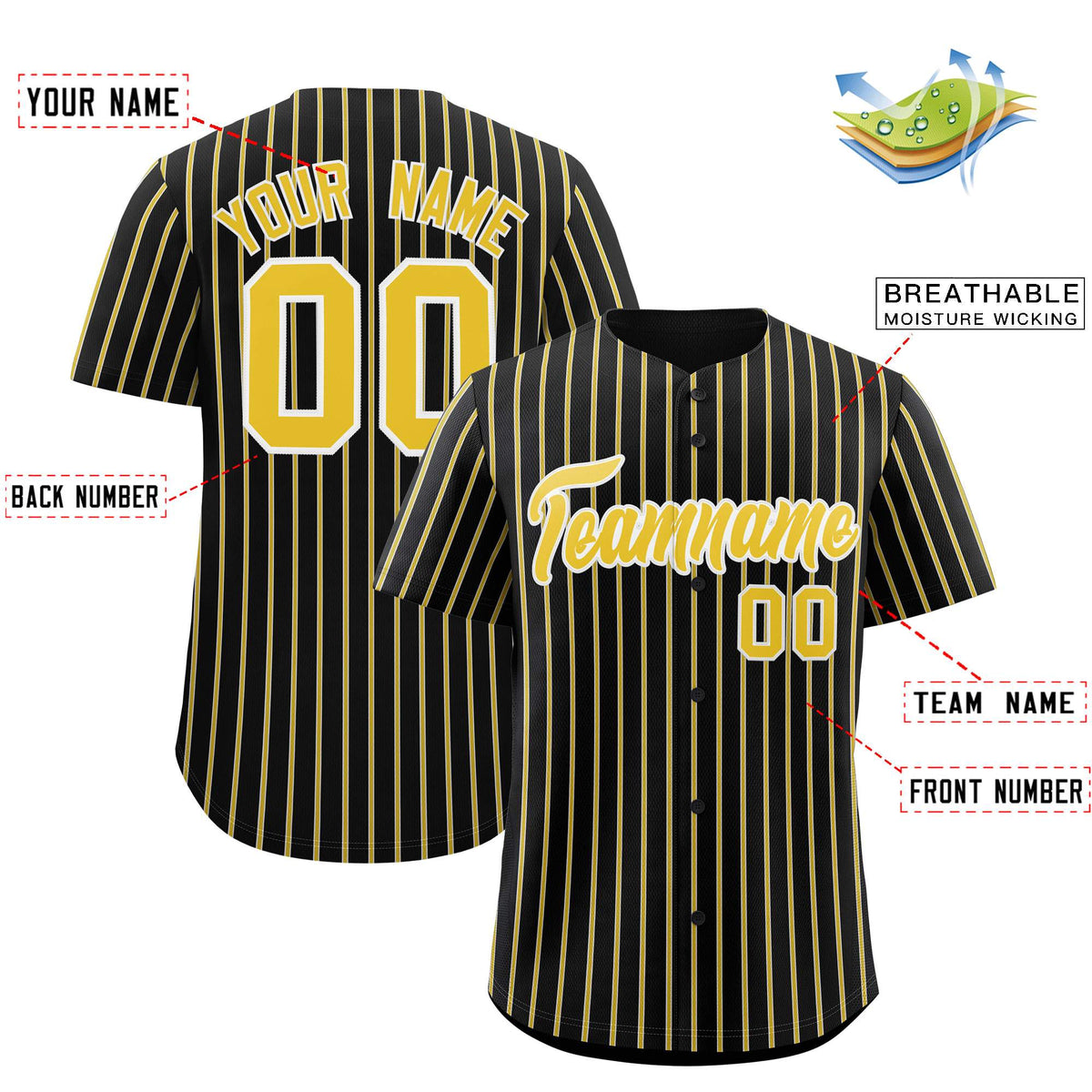 Custom Black White Tricolor Stripe Fashion Authentic Baseball Jersey