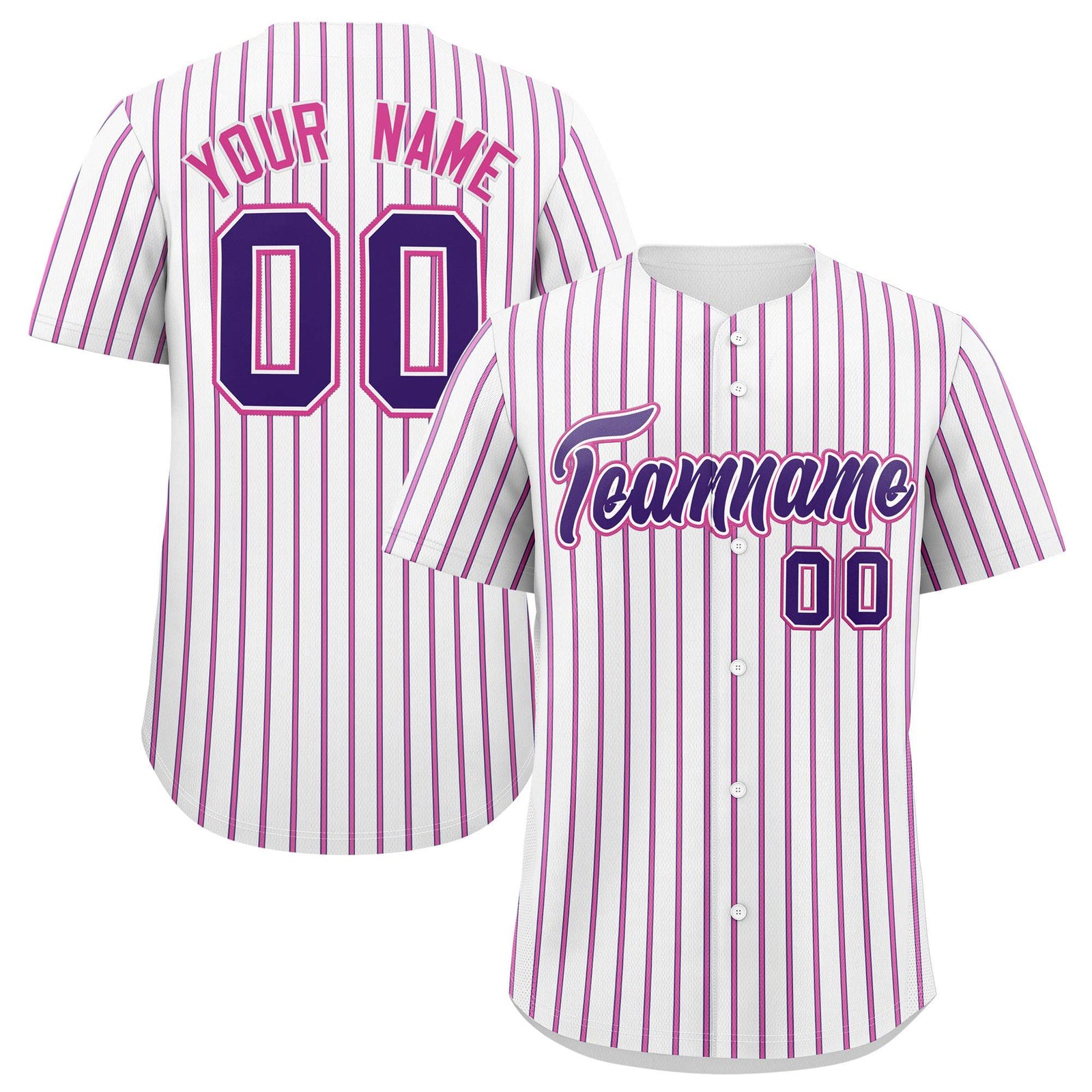 Custom White Purple Tricolor Stripe Fashion Authentic Baseball Jersey