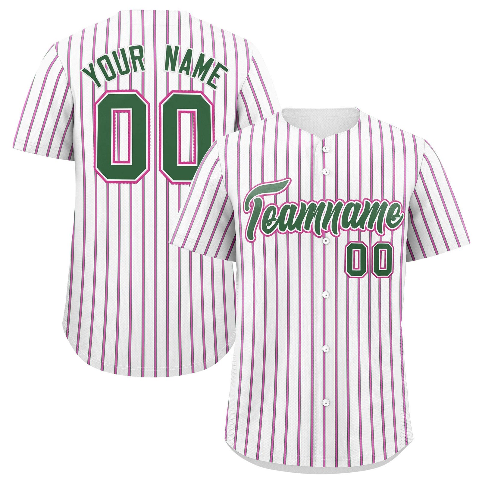 Custom White Kelly Green Tricolor Stripe Fashion Authentic Baseball Jersey