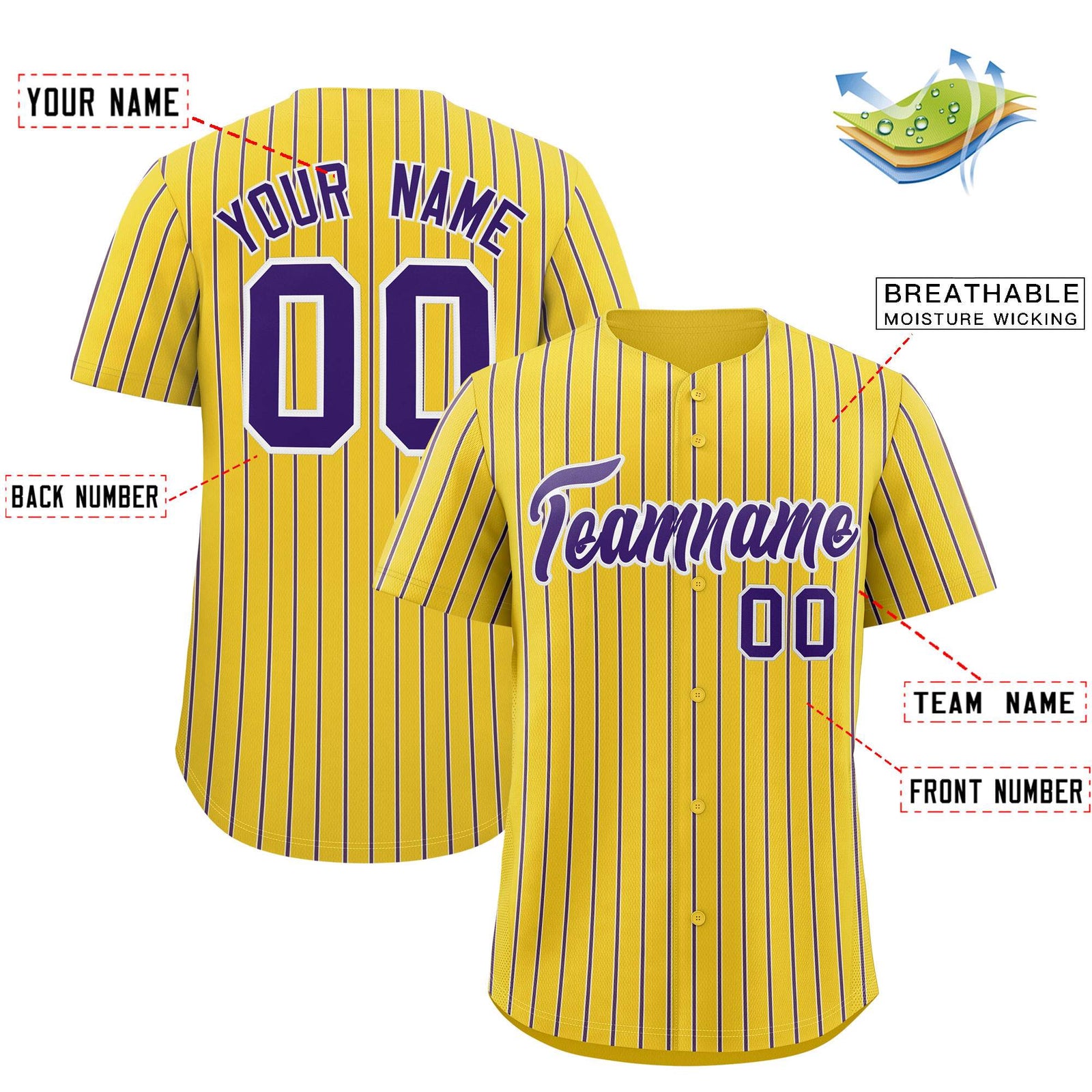 Custom Gold White Tricolor Stripe Fashion Authentic Baseball Jersey