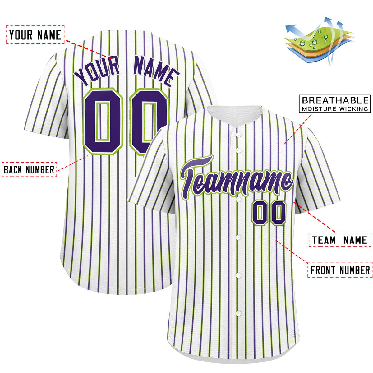 Custom White Neon Green Tricolor Stripe Fashion Authentic Baseball Jersey