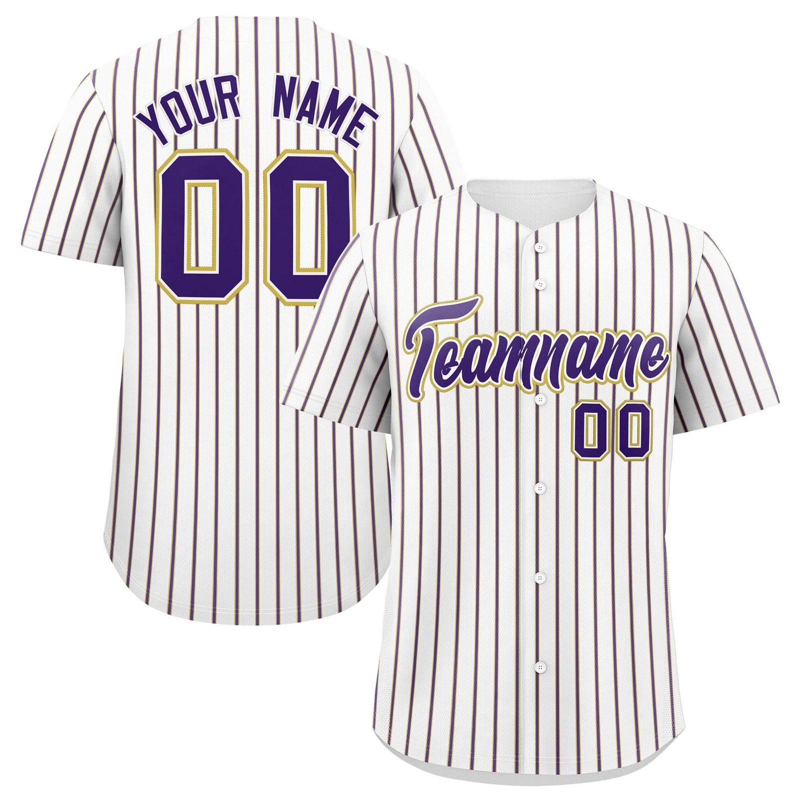 Custom White Old Gold Tricolor Stripe Fashion Authentic Baseball Jersey
