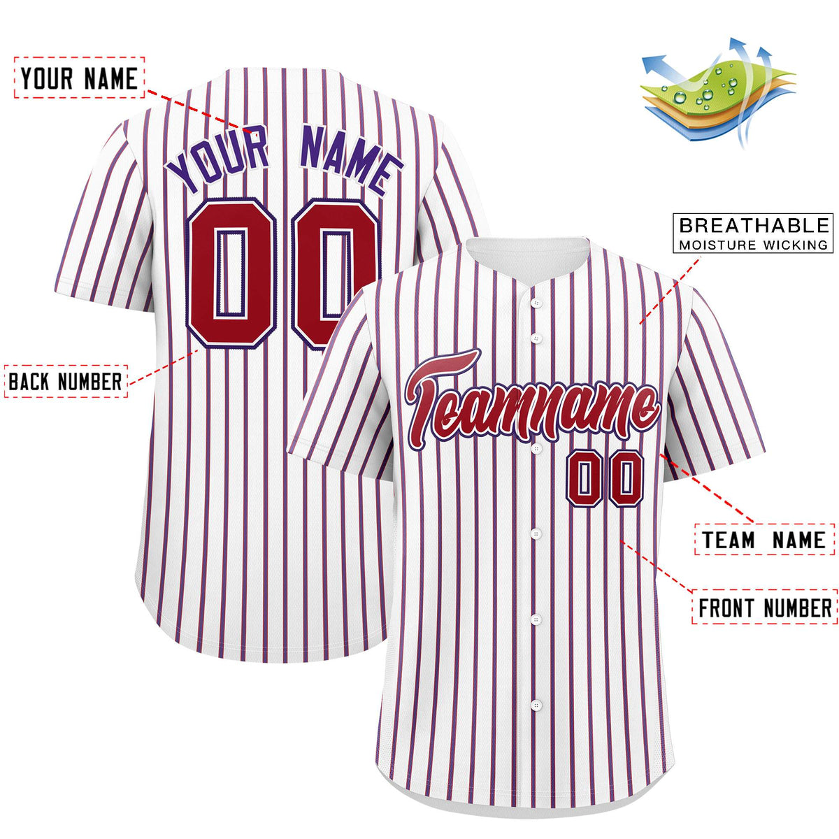 Custom White Red Tricolor Stripe Fashion Authentic Baseball Jersey