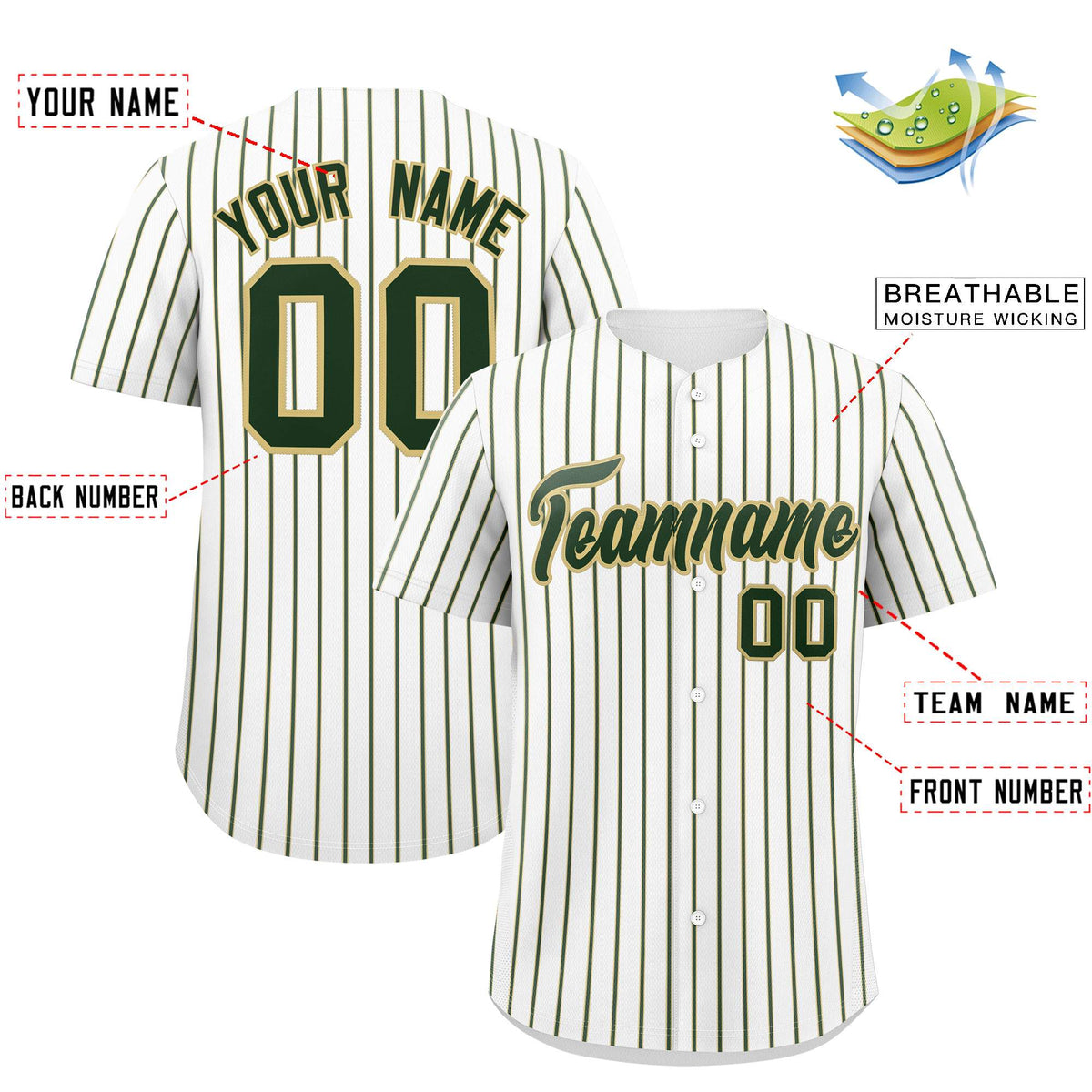Custom White Khaki Tricolor Stripe Fashion Authentic Baseball Jersey