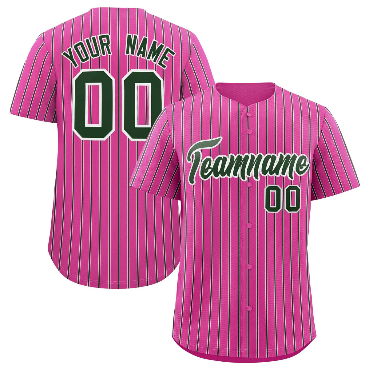 Custom Pink White Tricolor Stripe Fashion Authentic Baseball Jersey