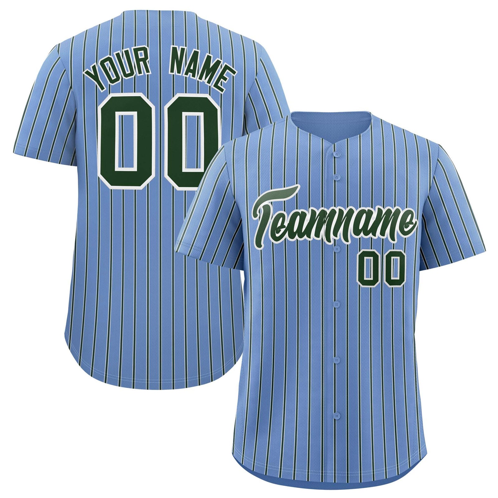 Custom Light Blue White Tricolor Stripe Fashion Authentic Baseball Jersey