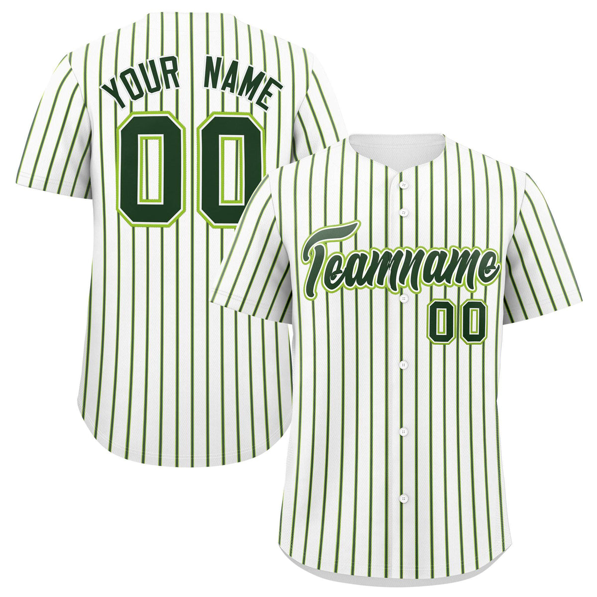 Custom White Neon Green Tricolor Stripe Fashion Authentic Baseball Jersey
