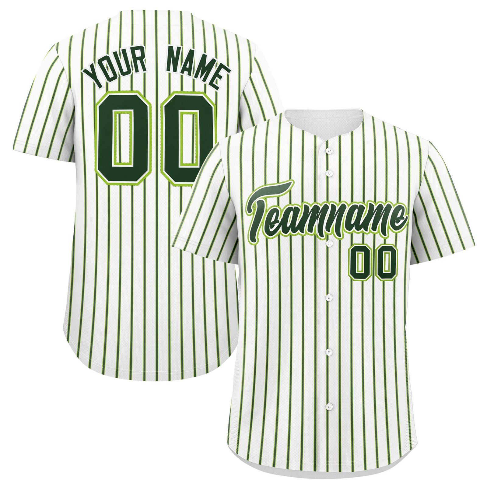 Custom White Neon Green Tricolor Stripe Fashion Authentic Baseball Jersey