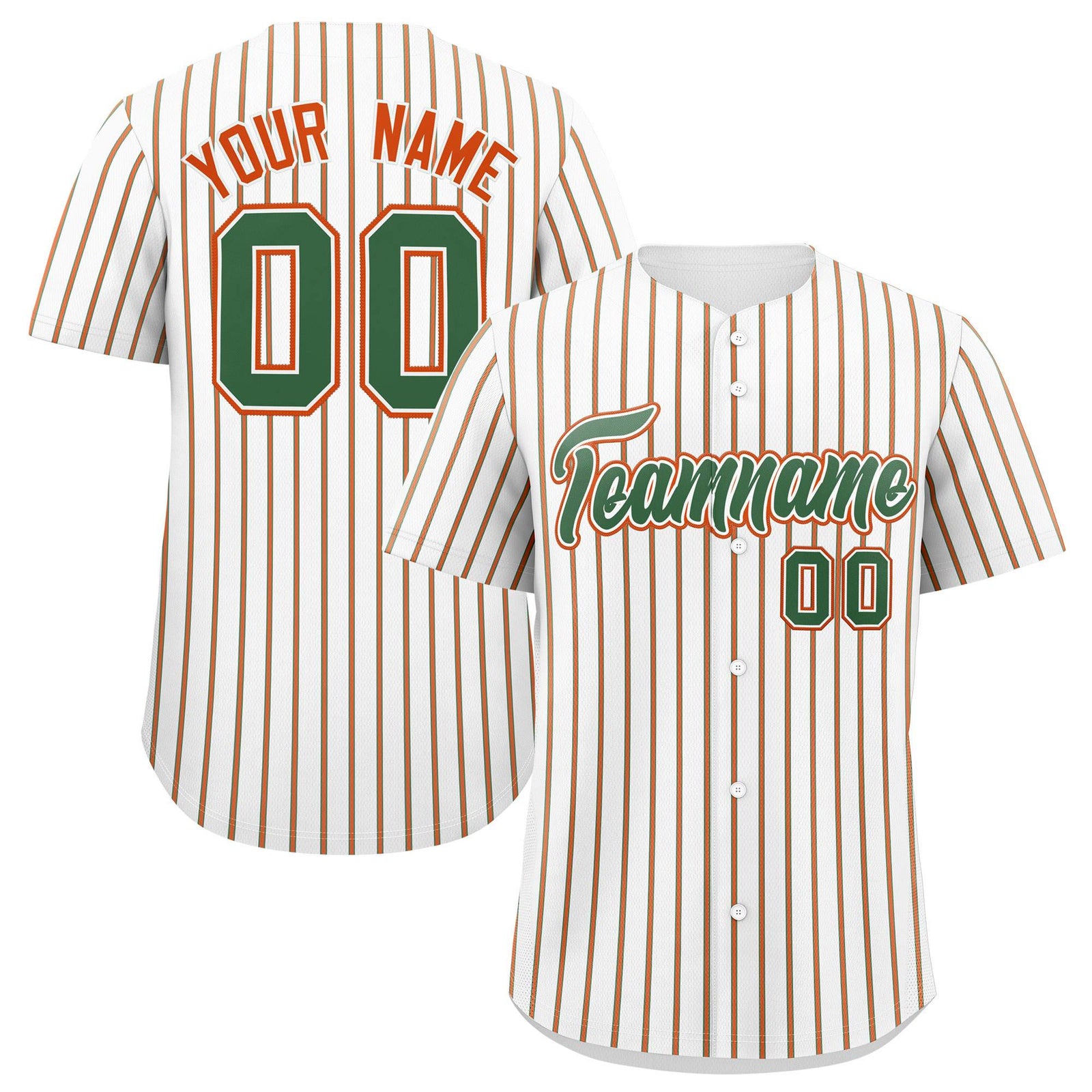 Custom White Kelly Green Tricolor Stripe Fashion Authentic Baseball Jersey