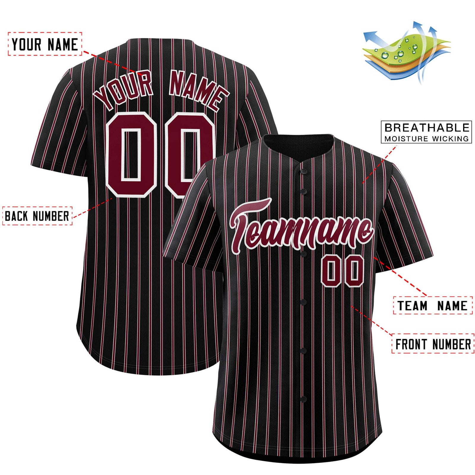 Custom Black White Tricolor Stripe Fashion Authentic Baseball Jersey