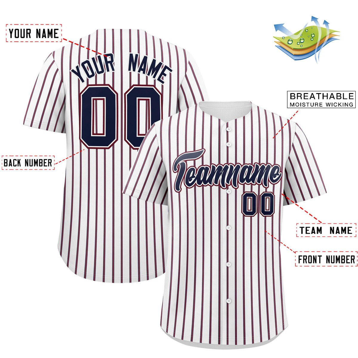 Custom White Navy Tricolor Stripe Fashion Authentic Baseball Jersey