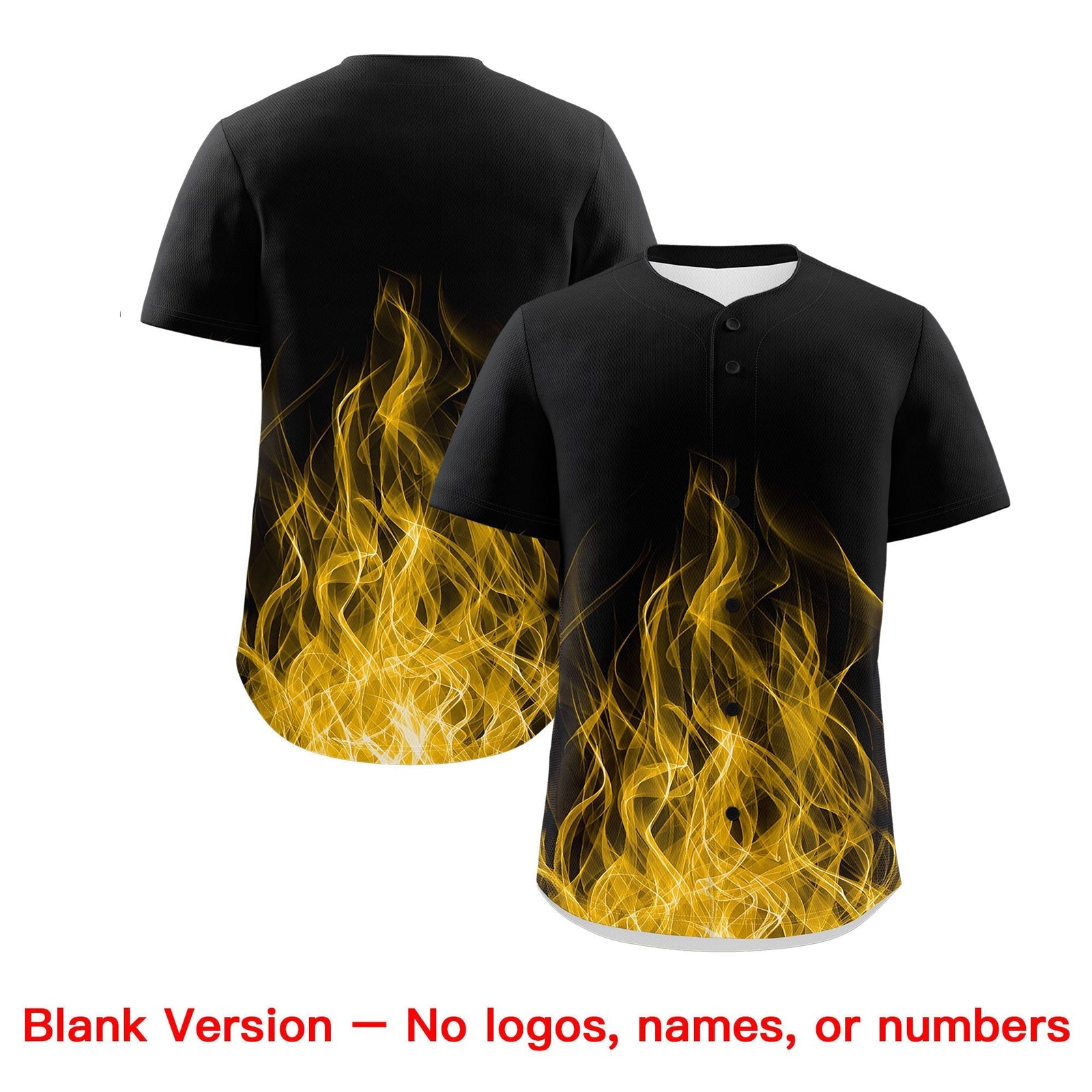 Custom Black Yellow White Flame Graffiti Pattern Personalization Baseball Jersey| KXKSHOP