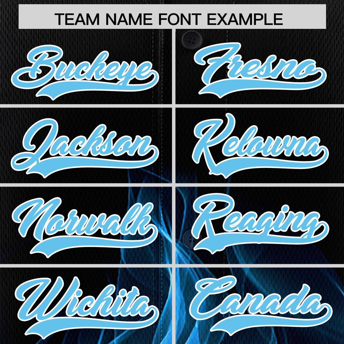 Custom Black Sky Blue White Flame Graffiti Pattern Personalization Baseball Jersey| KXKSHOP