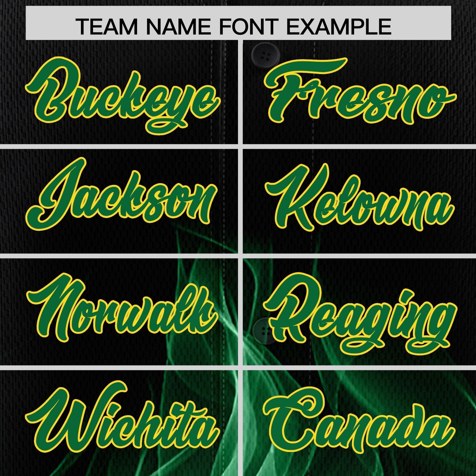 Custom Black Kelly Green Gold Flame Graffiti Pattern Personalization Baseball Jersey| KXKSHOP