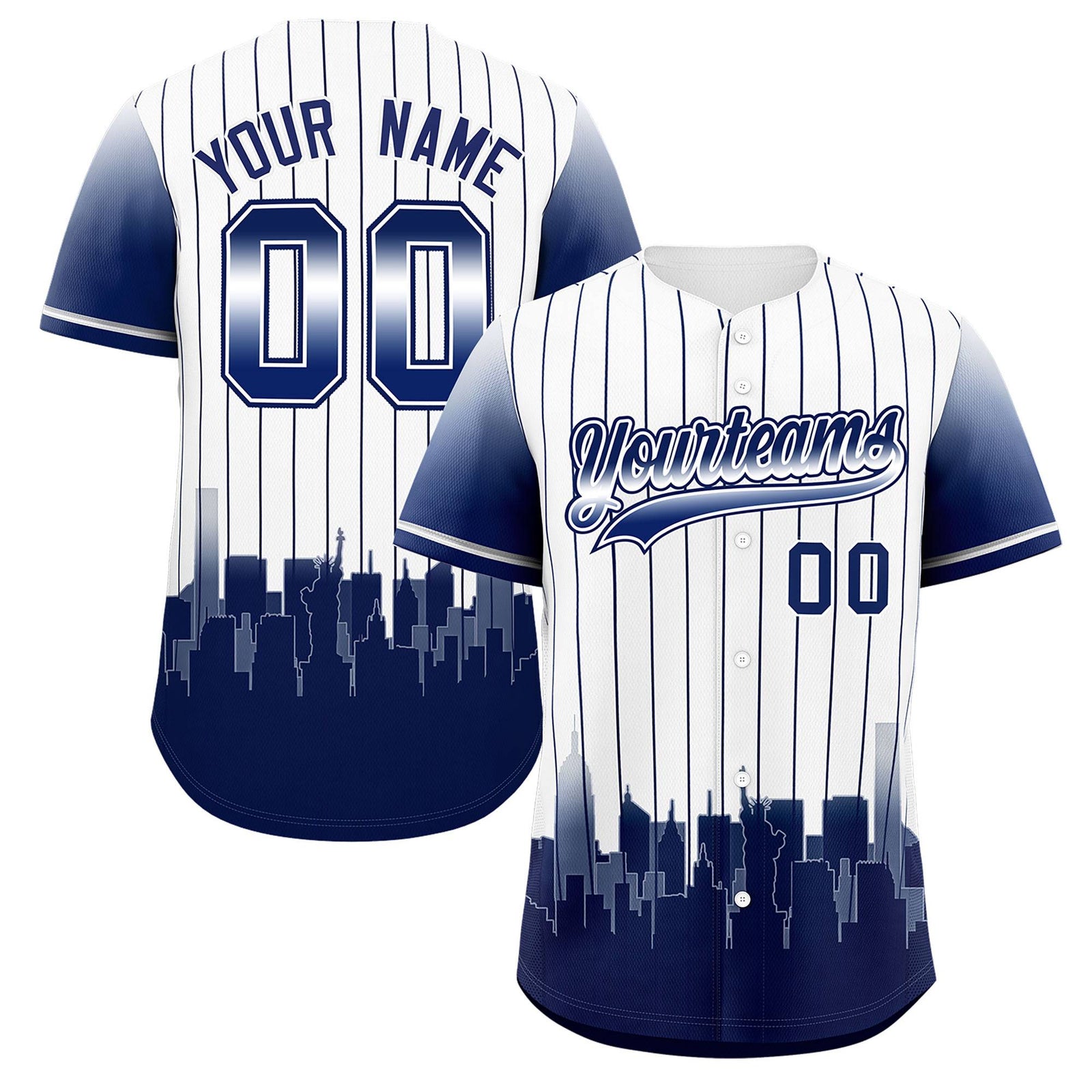 Custom White New York City Silhouette Authentic Baseball Jersey
