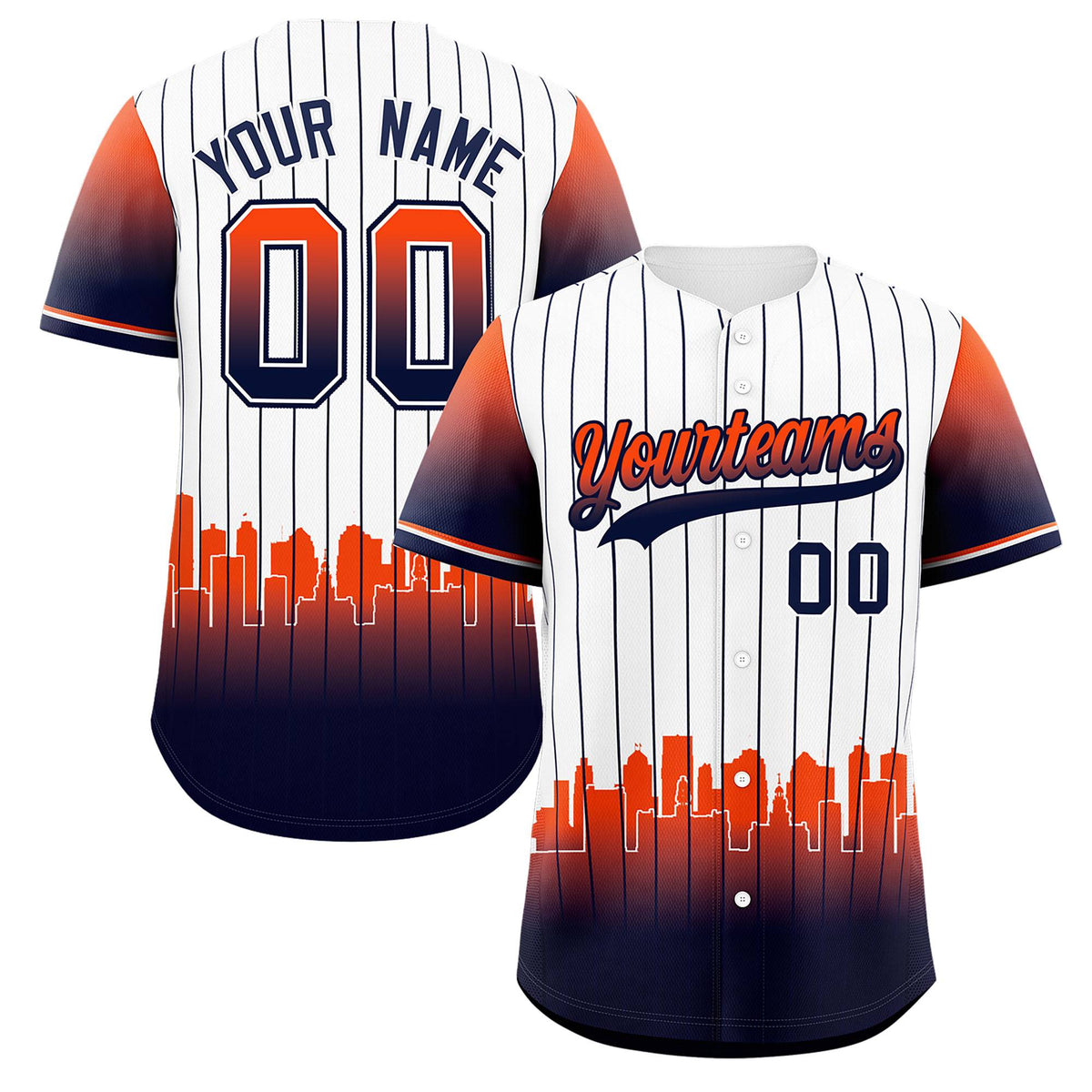 Custom White Detroit City Silhouette Authentic Baseball Jersey