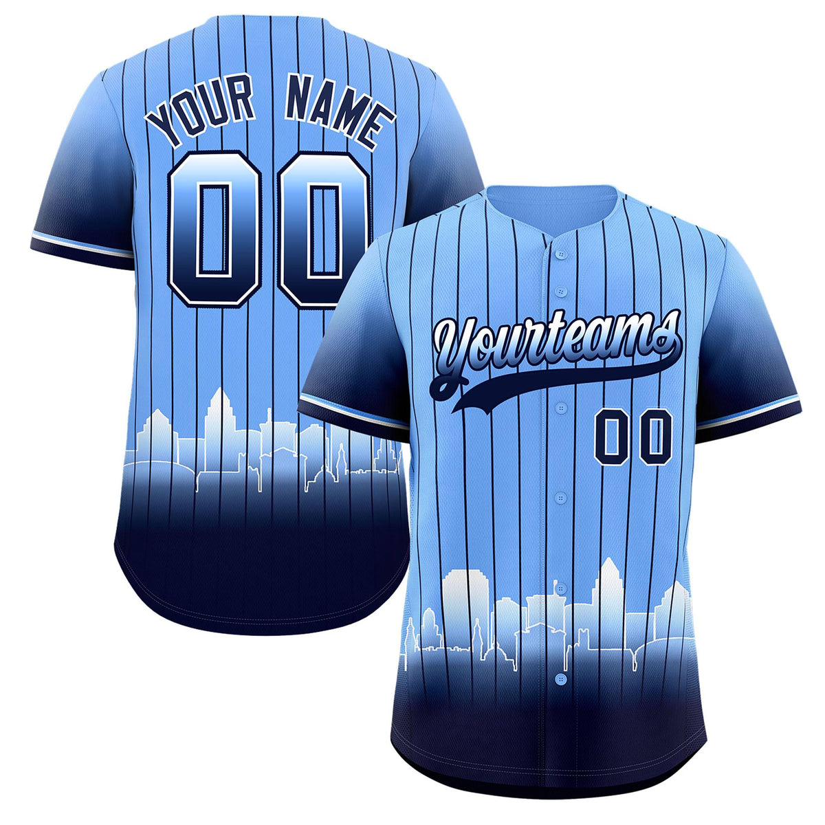 Custom Light Blue Tampa City Silhouette Authentic Baseball Jersey