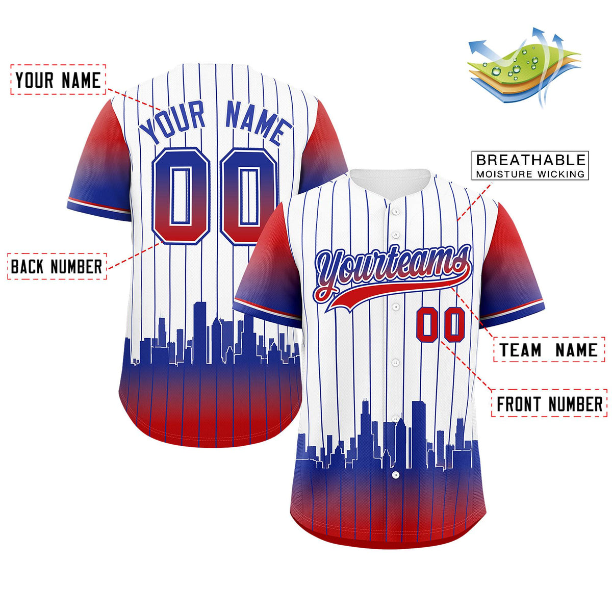 Custom White Chicago City Silhouette Authentic Baseball Jersey