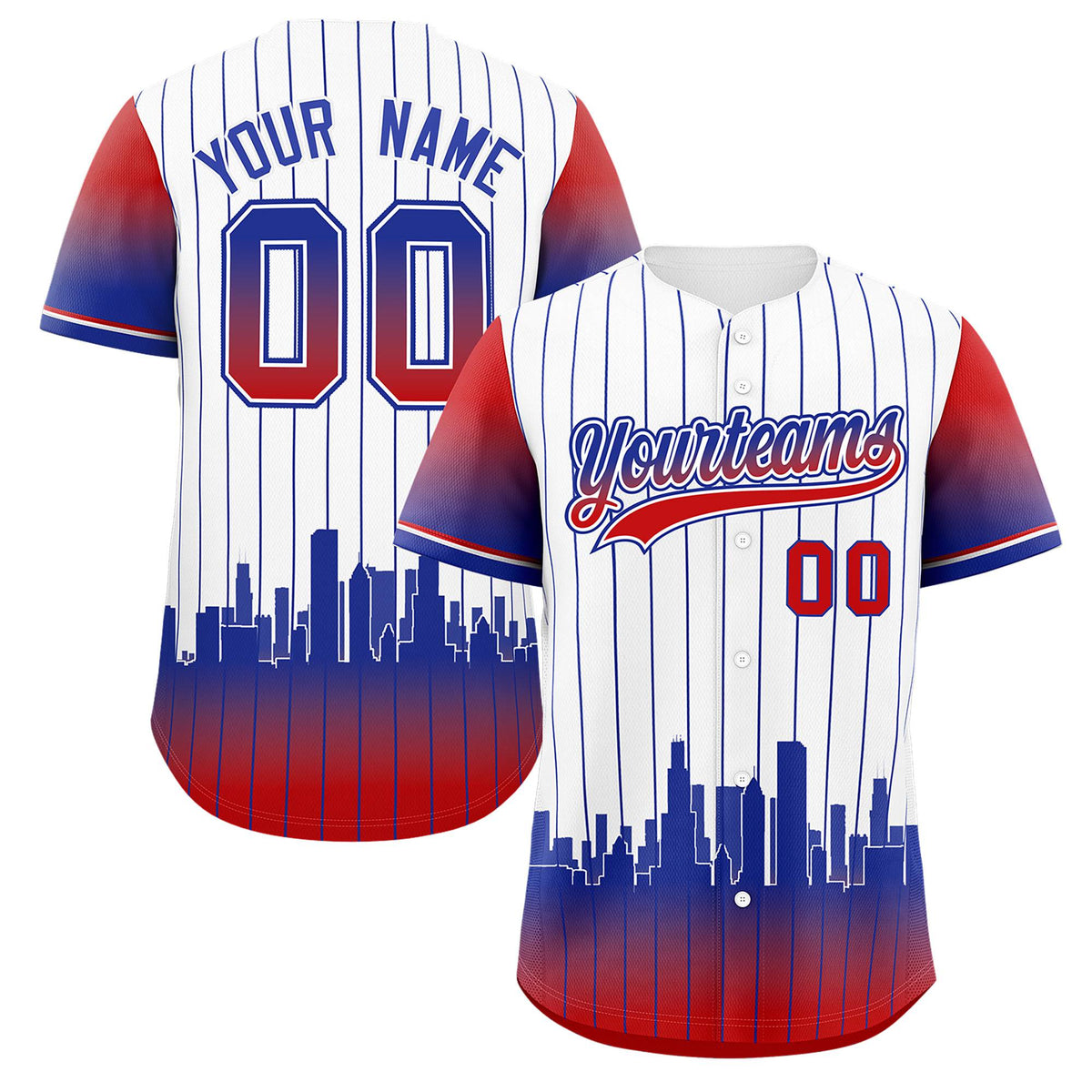 Custom White Chicago City Silhouette Authentic Baseball Jersey