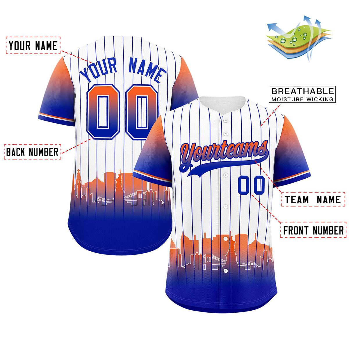 Custom White New York City Silhouette Authentic Baseball Jersey