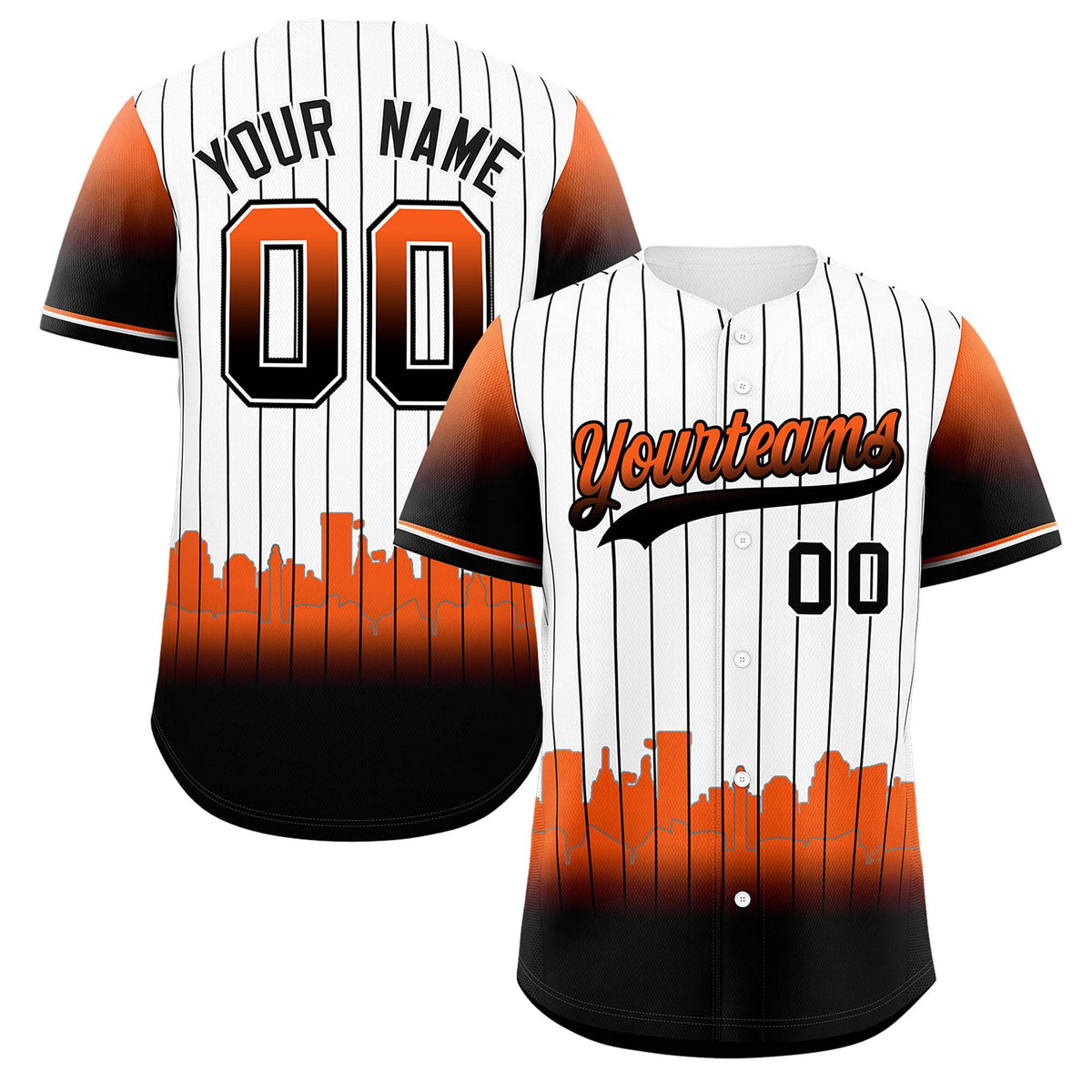 Custom White Baltimore City Silhouette Authentic Baseball Jersey