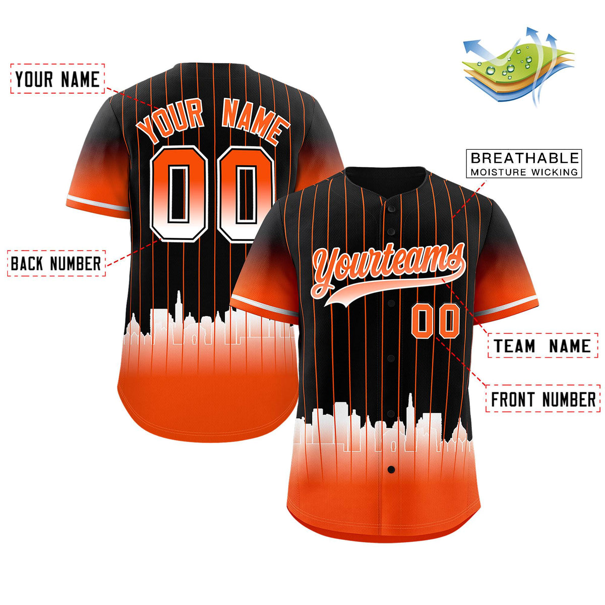 Custom Black San-Francisco City Silhouette Authentic Baseball Jersey