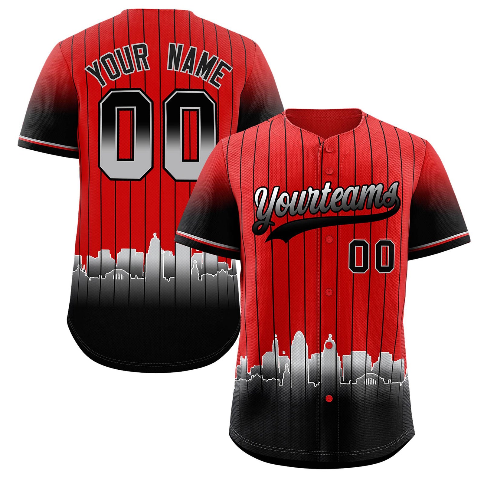 Custom Red Cincinnati City Silhouette Authentic Baseball Jersey