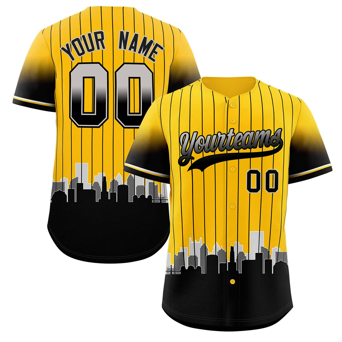 Custom Yellow Pittsburgh City Silhouette Authentic Baseball Jersey