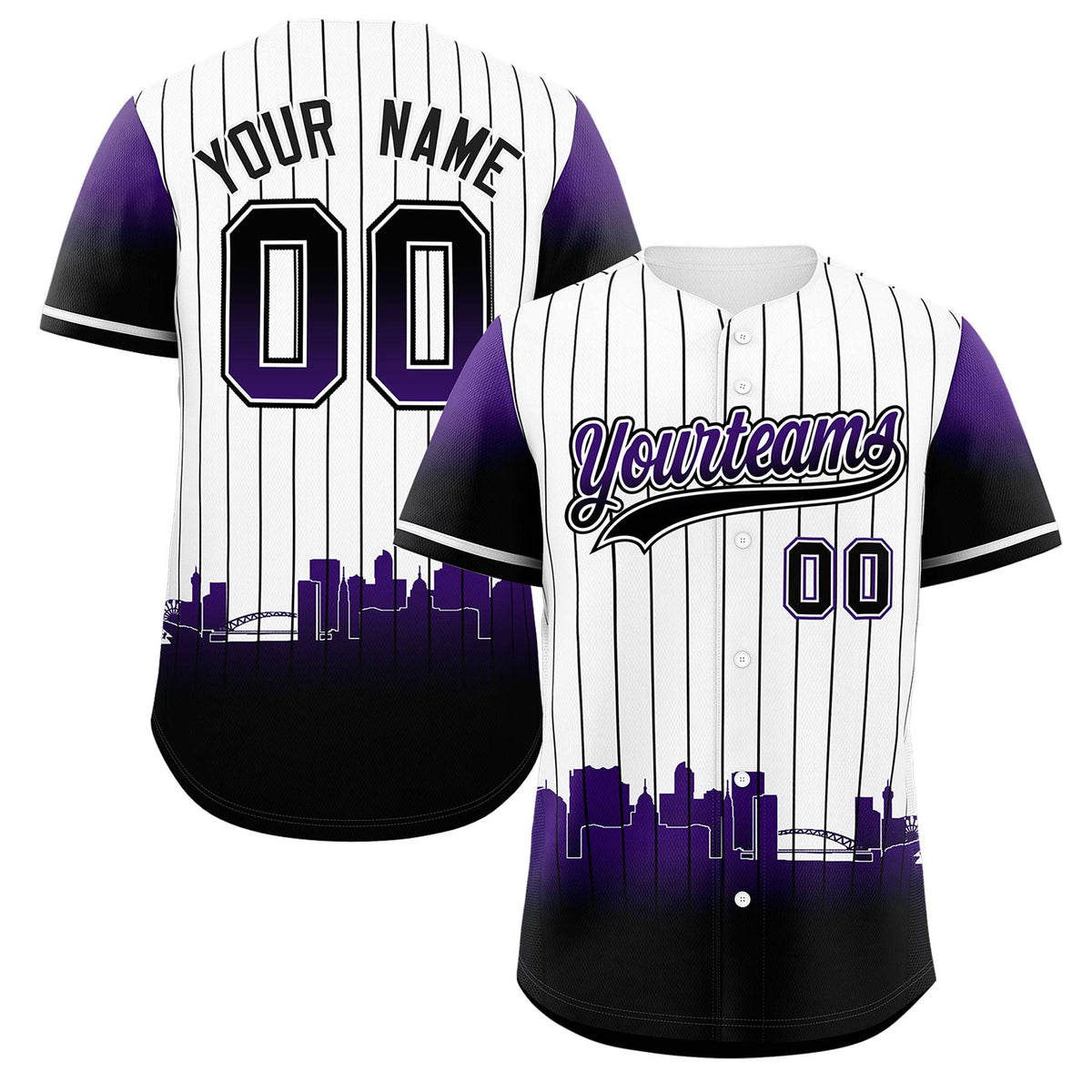Custom White Denver City Silhouette Authentic Baseball Jersey