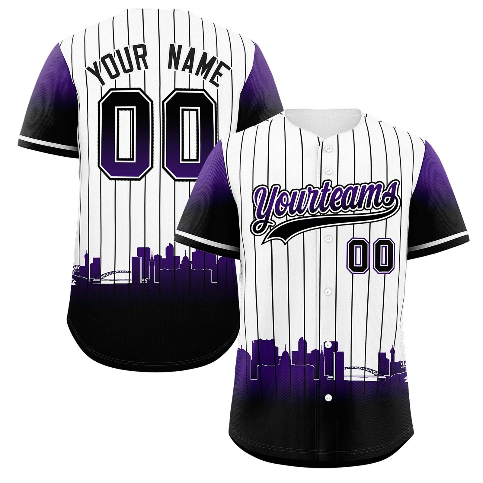 Custom White Denver City Silhouette Authentic Baseball Jersey