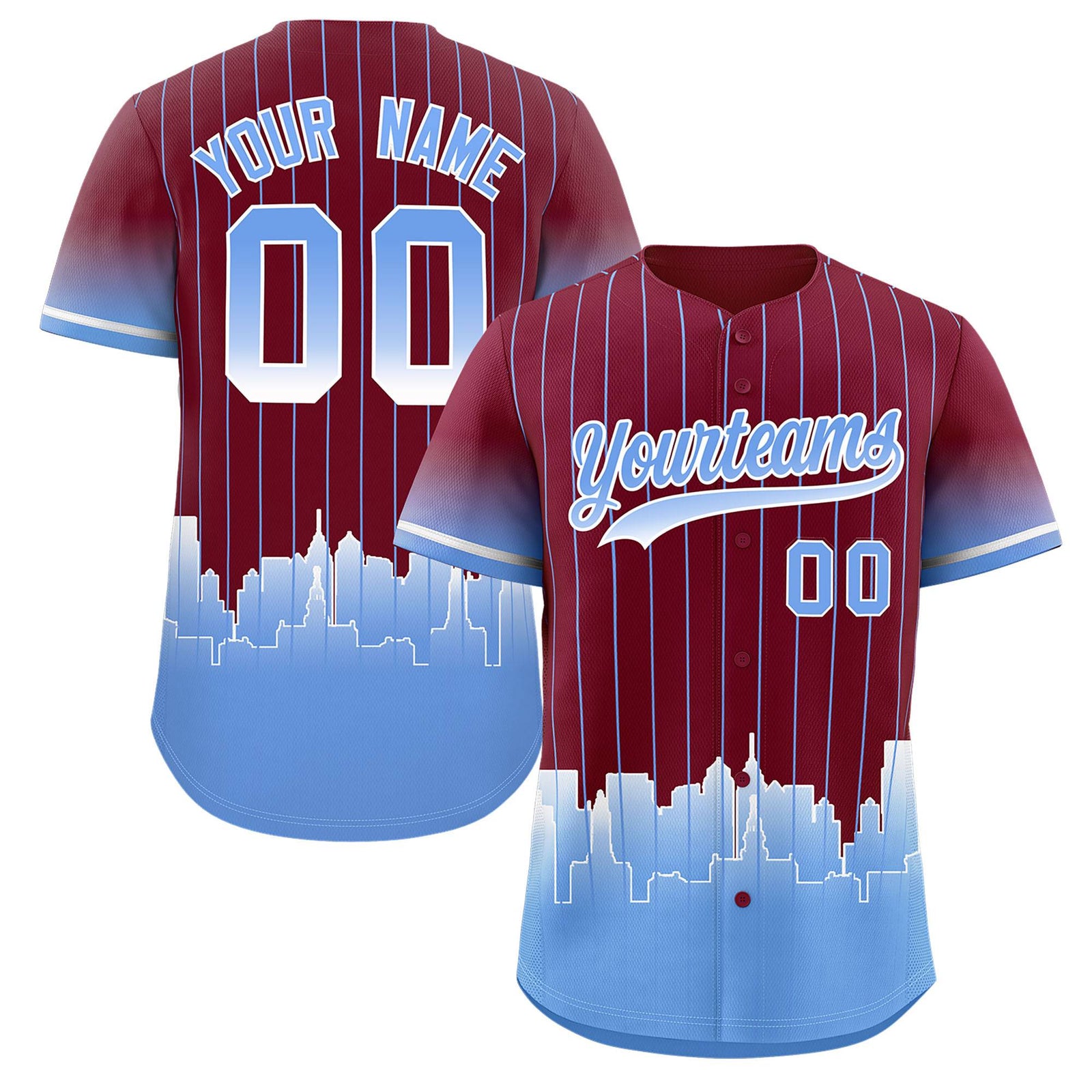 Custom Crimson Philadelphia City Silhouette Authentic Baseball Jersey