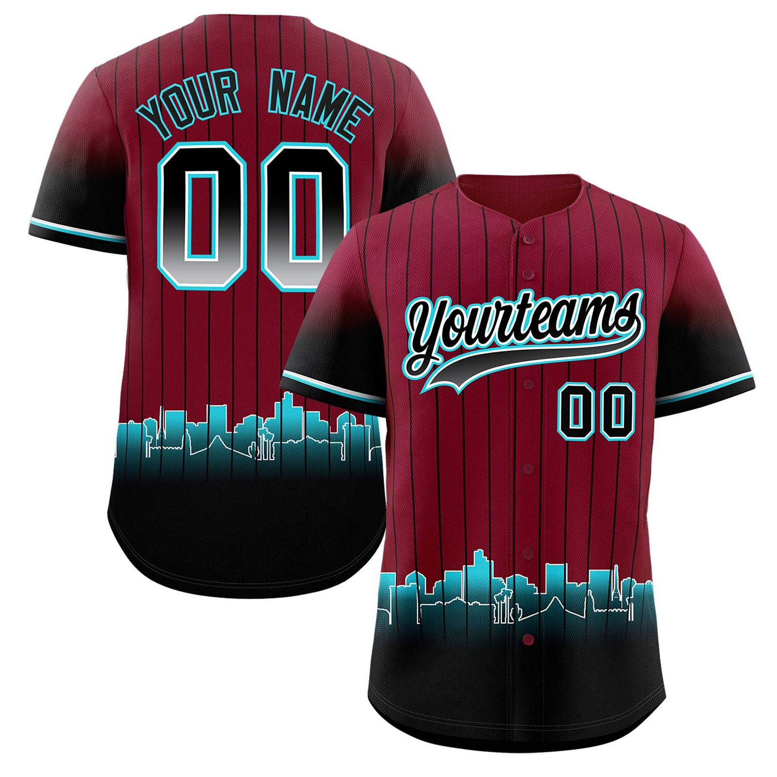Custom Crimson Phoenix City Silhouette Authentic Baseball Jersey