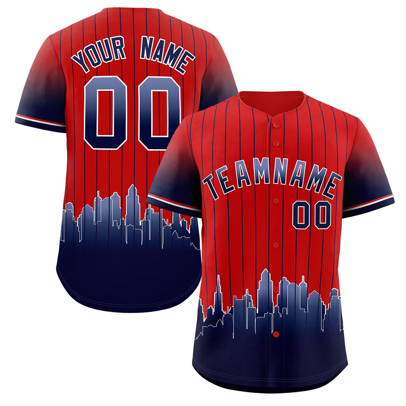 Custom Red Boston City Silhouette Authentic Baseball Jersey