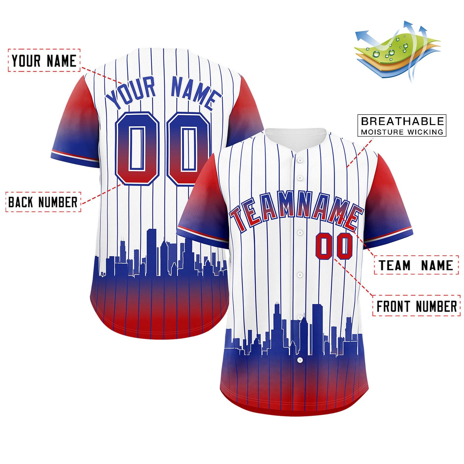 Custom White Chicago City Silhouette Authentic Baseball Jersey