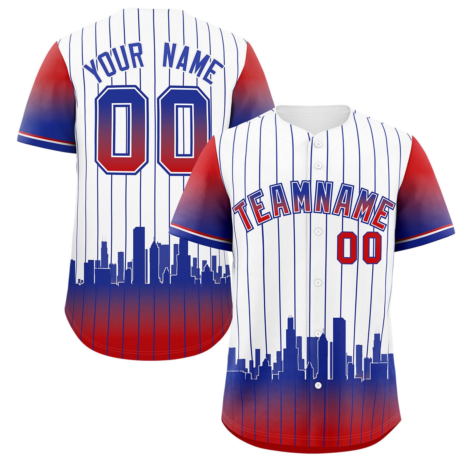 Custom White Chicago City Silhouette Authentic Baseball Jersey