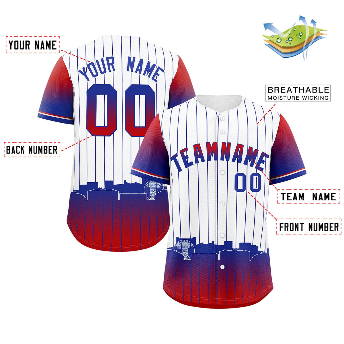 Custom White Arlington City Silhouette Authentic Baseball Jersey