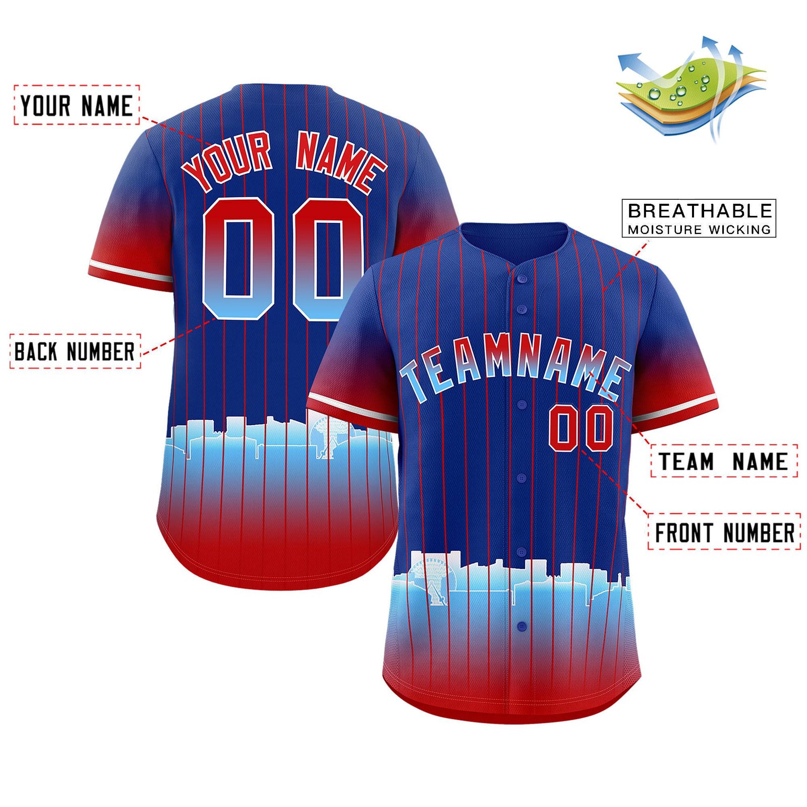 Custom Royal Arlington City Silhouette Authentic Baseball Jersey