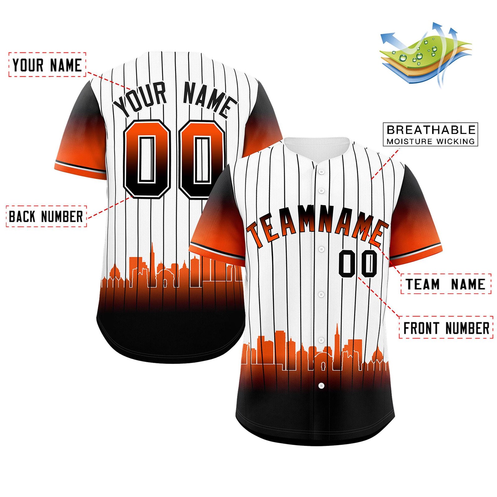 Custom White San-Francisco City Silhouette Authentic Baseball Jersey