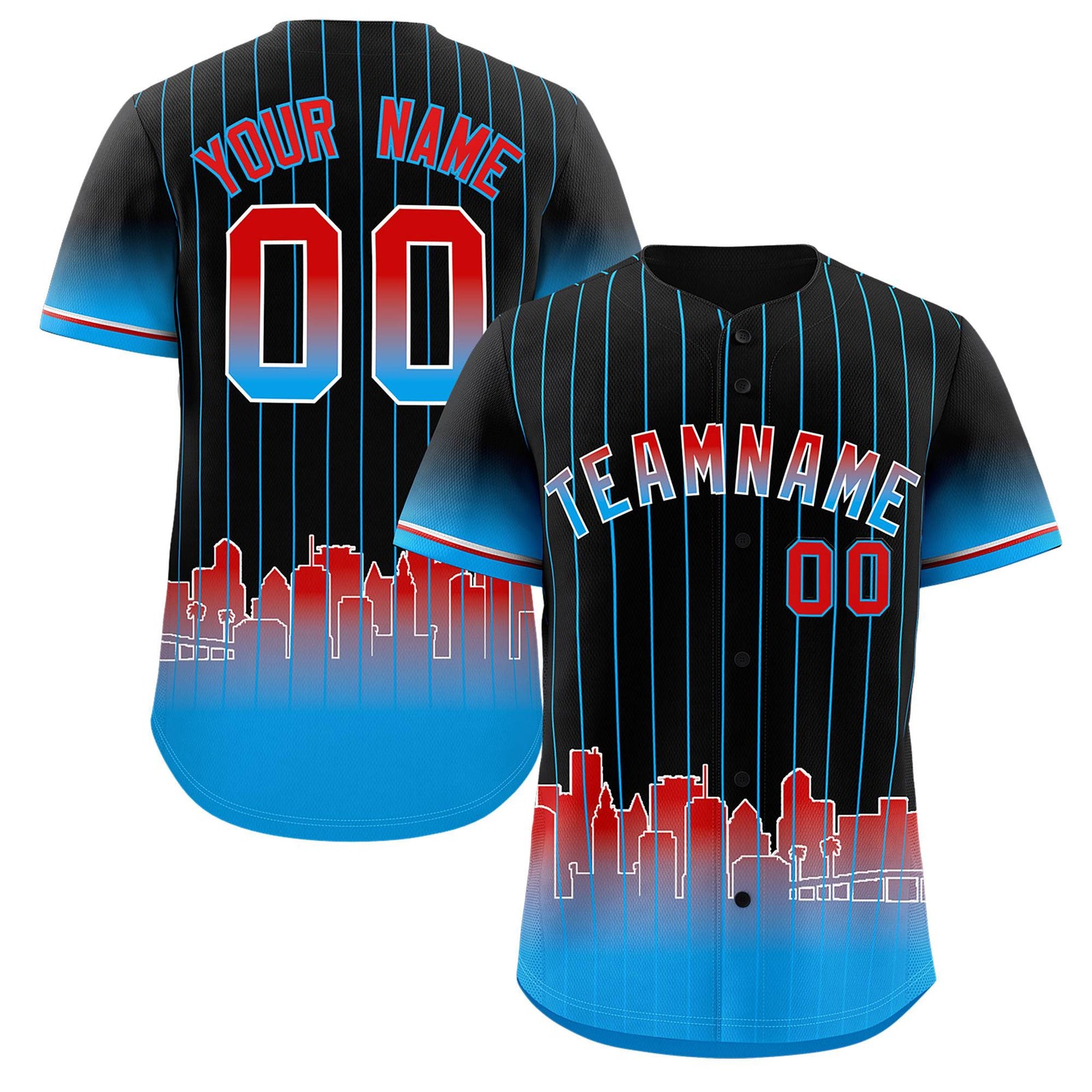 Custom Black Miami City Silhouette Authentic Baseball Jersey