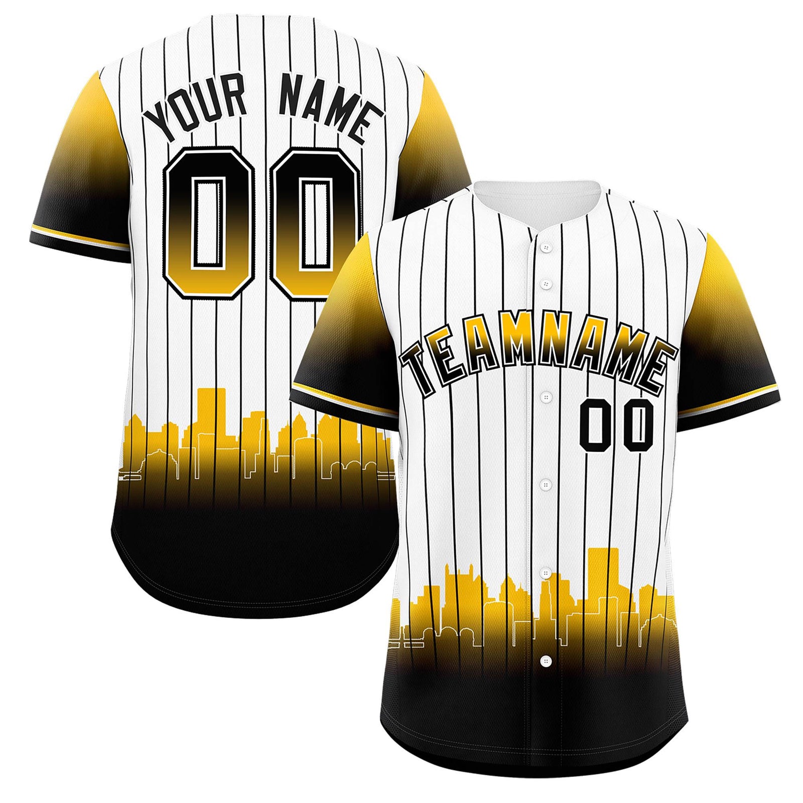 Custom White Pittsburgh City Silhouette Authentic Baseball Jersey