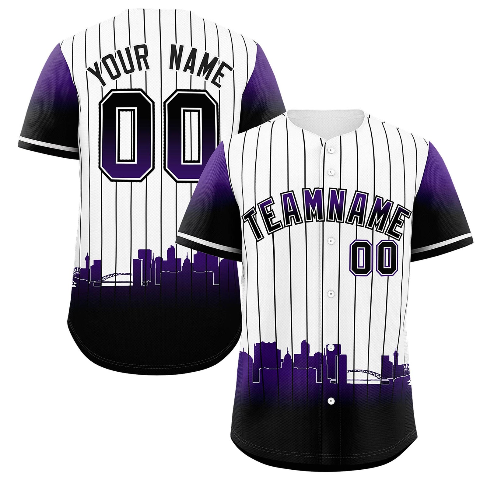 Custom White Denver City Silhouette Authentic Baseball Jersey