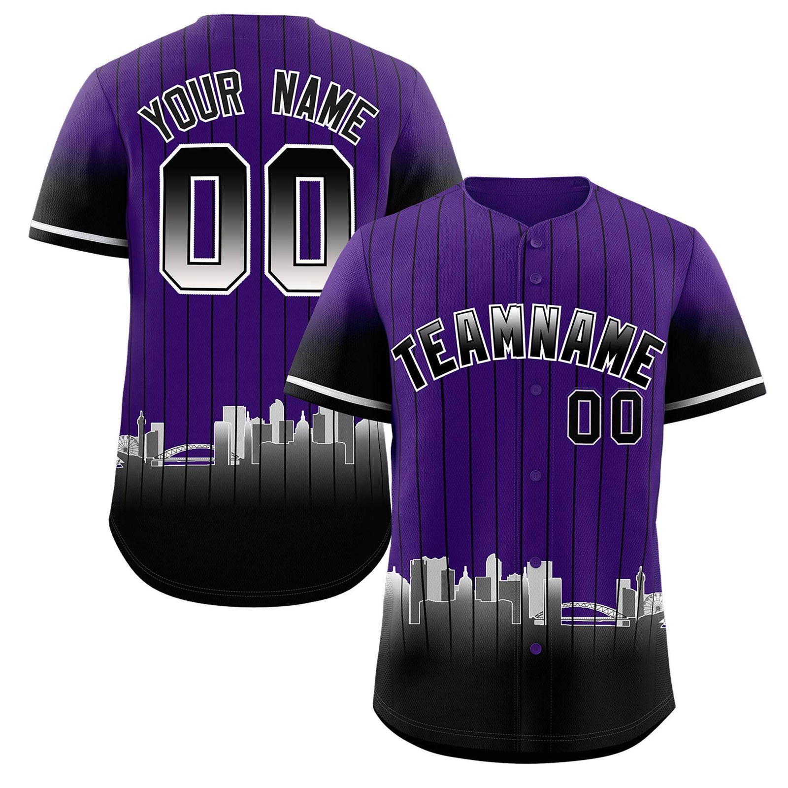 Custom Purple Denver City Silhouette Authentic Baseball Jersey