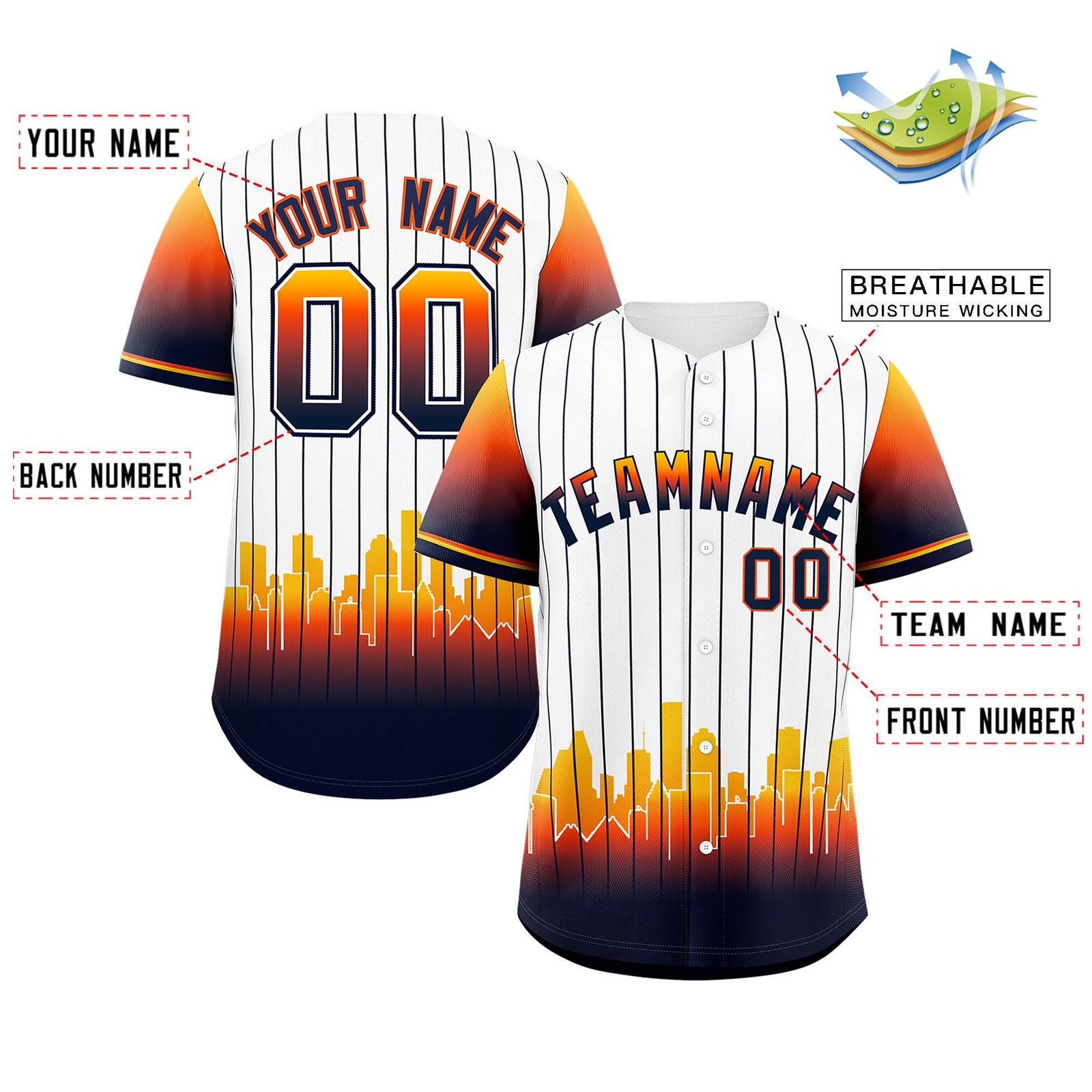 Custom White Houston City Silhouette Authentic Baseball Jersey