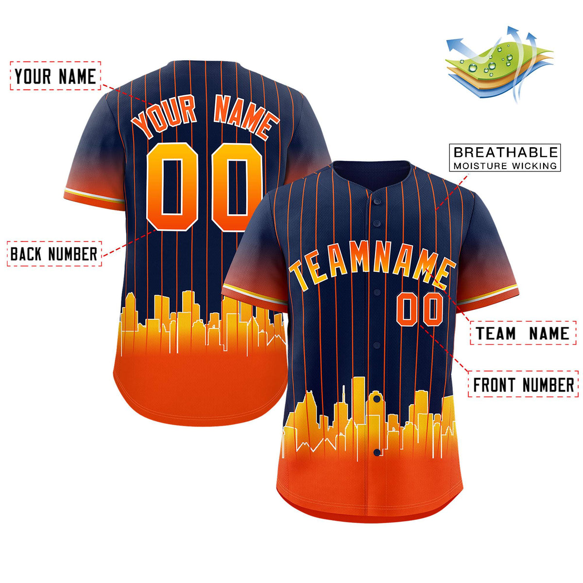 Custom Navy Houston City Silhouette Authentic Baseball Jersey